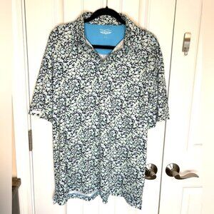 Straight Down Mens Ditsy Floral Golf Shirt Size Large